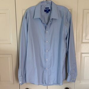 Egara Men's Sky Blue Dress Business Casual Patterned Minimalist Non Iron Sz XL